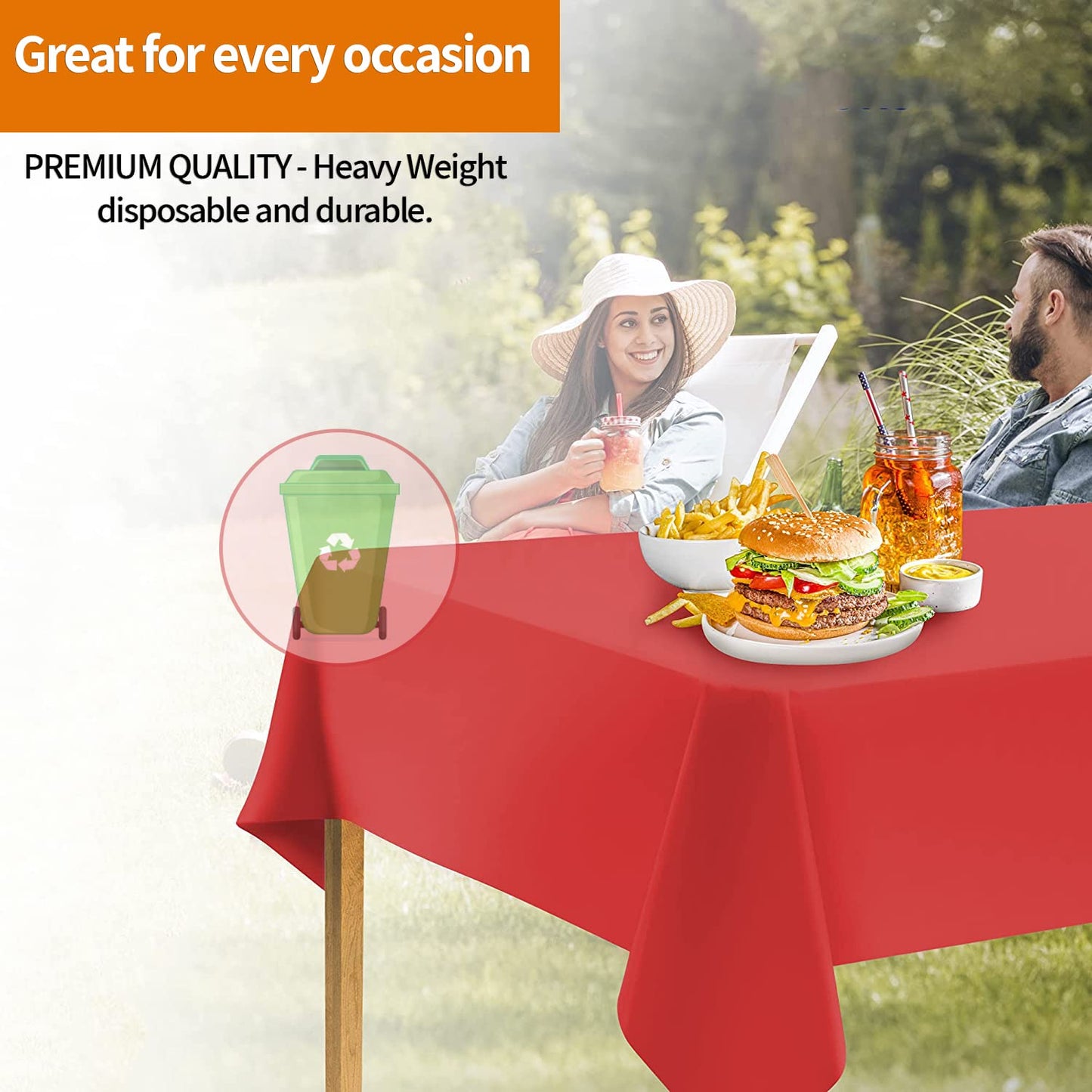 Party Dimensions Orange Disposable Plastic Tablecloth for Rectangle Tables (12 Pack) Table Cloths for Parties, Halloween, Events & Weddings, Indoors Outdoors, 54 x 108 inches, Plastic Table Cover