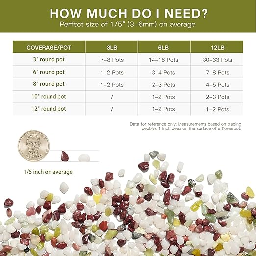 NUPICK 12 lbs Pebbles for Indoor Plants, 1/5 Inch Pea Gravel for Fish Tank, Polished Decorative Rocks for Succulent, Natural River Stones for Vases, Cactus, Landscaping, Bird Bath, Colorful Mixed