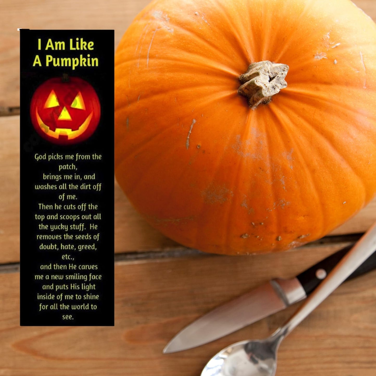 100 Pack I Am Like a Pumpkin Christian Halloween Bookmarks – Made in USA Trunk or Treat Handouts