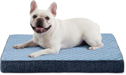 JOEJOY Orthopedic Dog Bed for Small Dogs, Washable Dog Crate Bed Small Sized with Removable Cover, Egg Memory Foam Pet Beds, Blue, 23"x17"