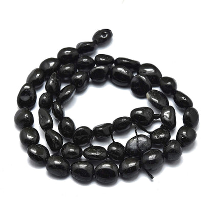 Fashewelry 43Pcs Irregular Natural Black Tourmaline Stone Beads Nugget Tumbled Chakra Healing Gemstone Beads Crystal Healing Loose Beads 8-10x7-8mm for Earring Bracelet Necklace Jewelry