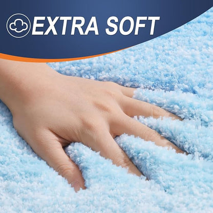 OLANLY Bathroom Runner Rugs Mat 47x24, Extra Soft Absorbent Microfiber Bath Rugs, Rubber Backing, Quick Dry, Washable Long Bath Mats for Bathroom, Tub and Shower, Home Decor Accessories, Sky Blue