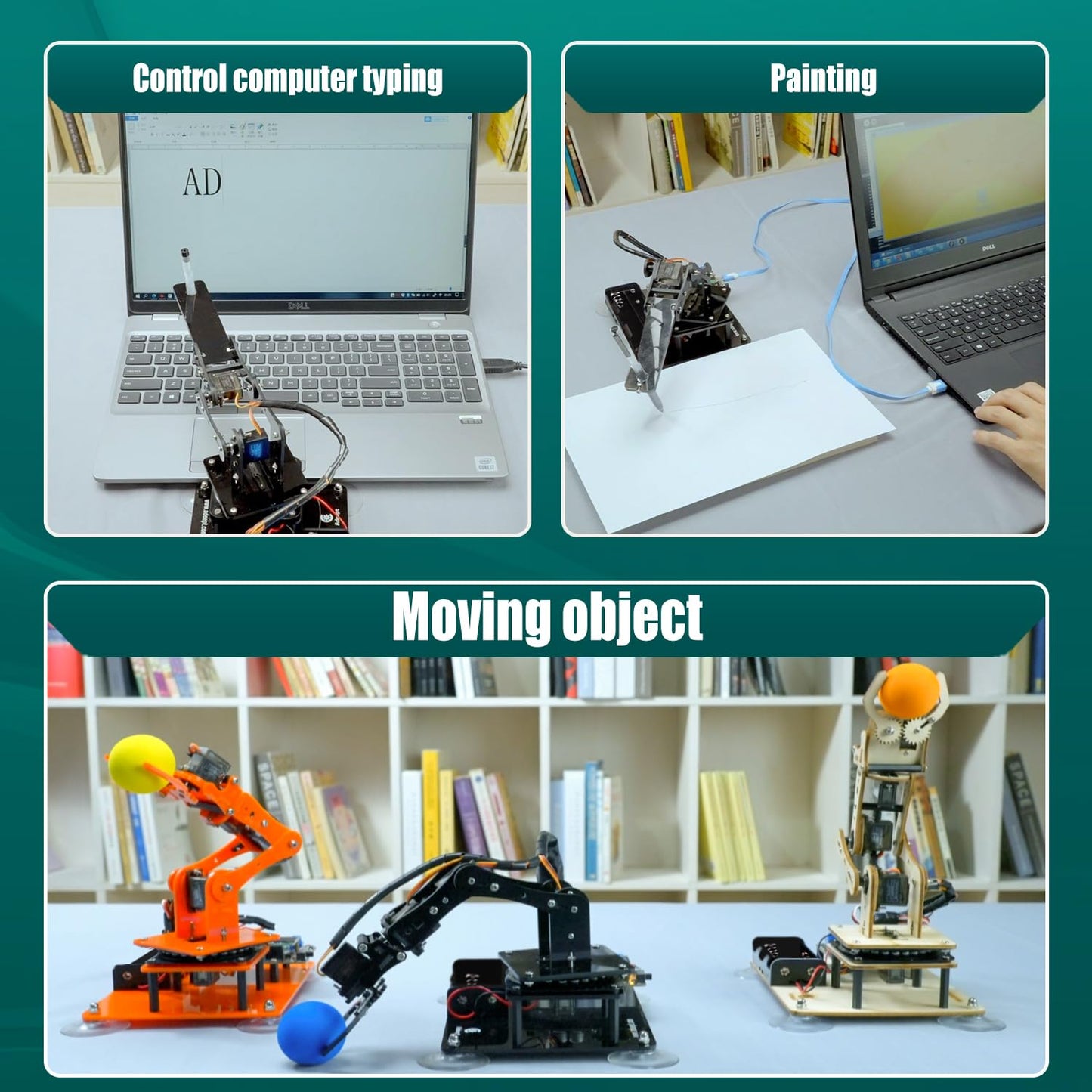 Adeept 5DOF Robotic Arm Kit Compatible with Arduino IDE, Programmable DIY Coding STEM Educational 5 Axis Build Robot Arm, Robot Starter Kit with OLED Display Processing Code and Tutorials - Blue