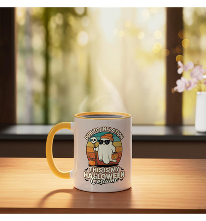 Due To Inflation This Is My Halloween Costume - Halloween Ceramic Mug, Yellow/White