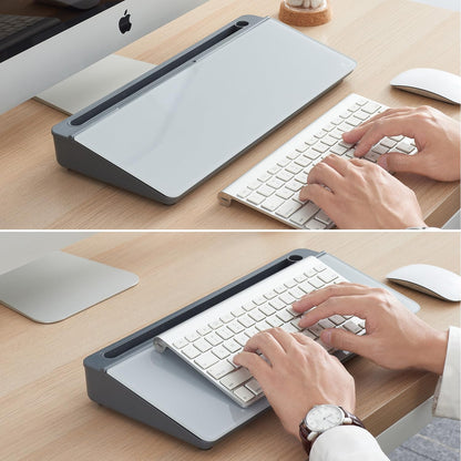TSJ OFFICE Desktop Whiteboard Dry-Erase-Board - Computer Keyboard Stand White Board Surface Pad with Drawer, Desk Organizers with Accessories for Office, Home, School Supplies - Complete Grey