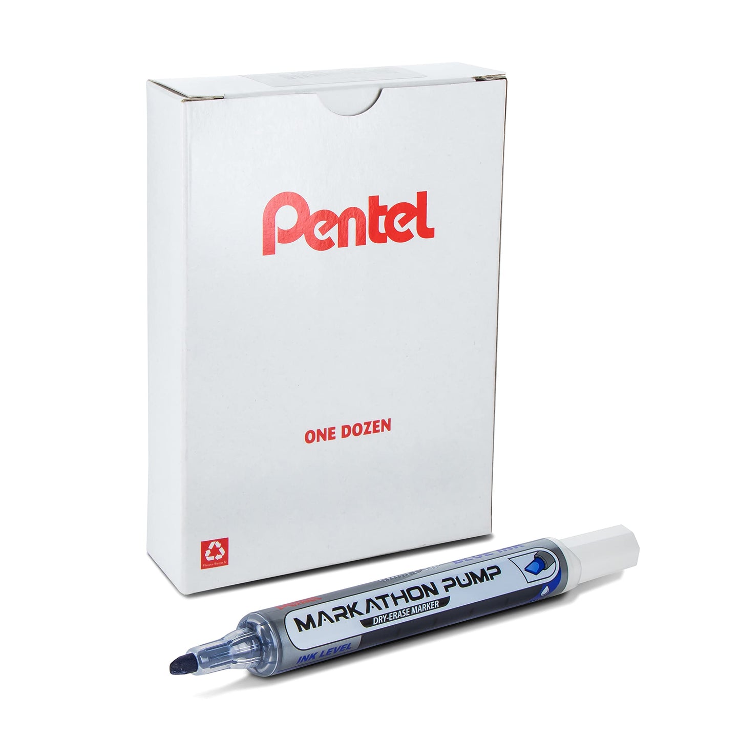 Pentel Markathon Pump Dry Erase Marker, Chisel Tip, Blue Ink, 12 Pack (MWL6SX-C)