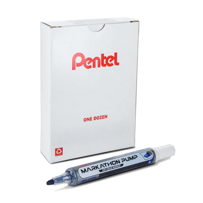 Pentel Markathon Pump Dry Erase Marker, Chisel Tip, Blue Ink, 12 Pack (MWL6SX-C)
