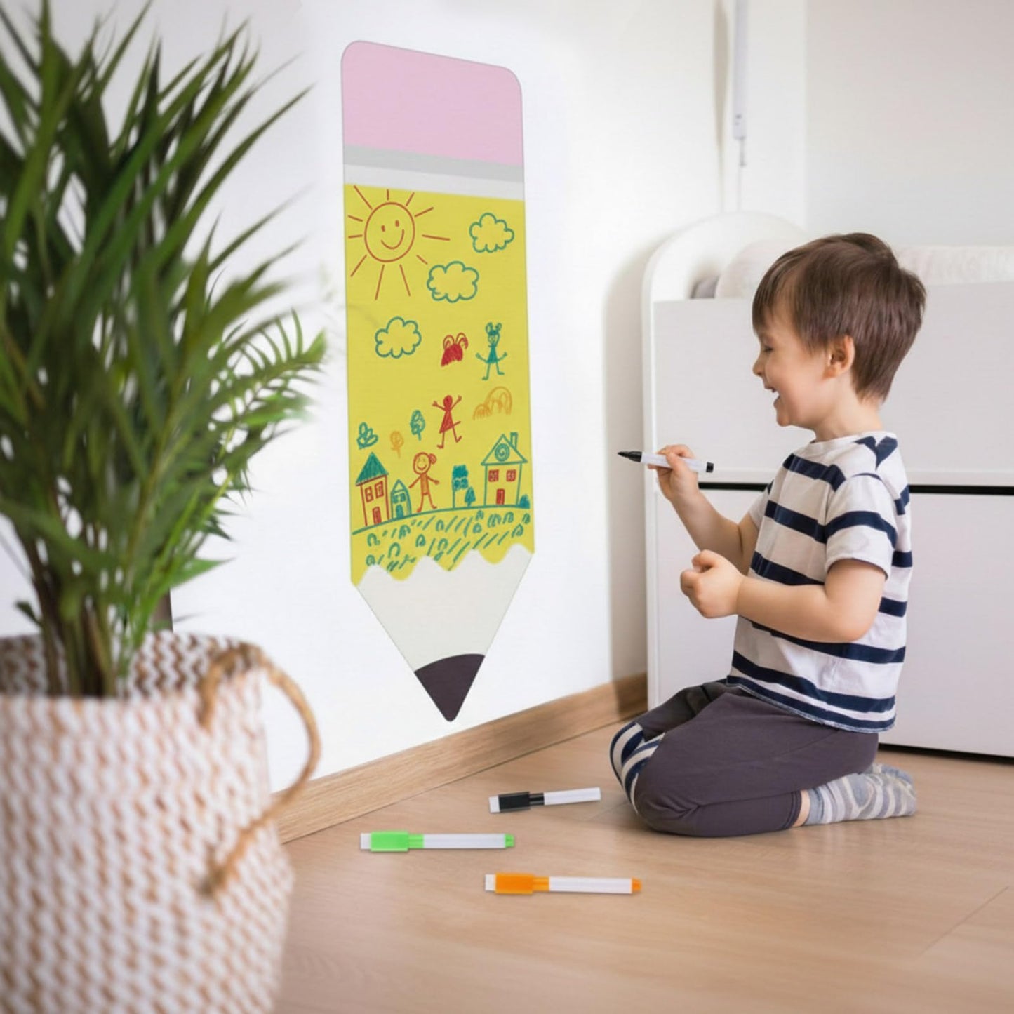 AmazingSpark Magnetic Chalkboard for Wall 39.2" x 15" Pencil Wall Decal Self Adhesive with 26 EVA Magnet Letters and 6 Dry Erase Markers for Kids Playroom, School, Classroom, Home Decor