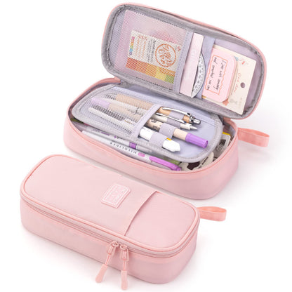 CICIMELON Durable Pencil Case Big Storage Pen Pouch Bag for School Supplies Office College Teen Girls Adults, Pink