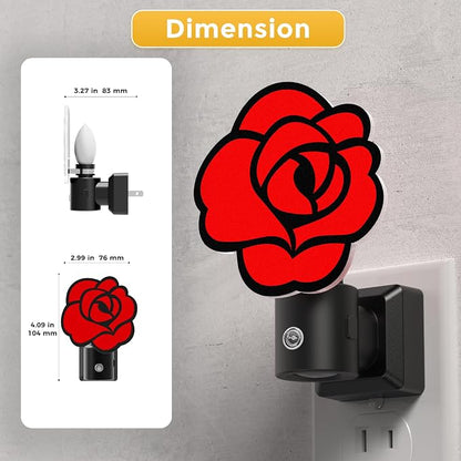 L LOHAS LED Red Rose Night Lights Plug into Wall, Gothic Rose LED Night Light with Dusk‑to‑Dawn Sensor, Adjustable Brightness, 350° Rotatable Plug in Nightlight for Bedroom Hallway Bathroom (2 Pack)