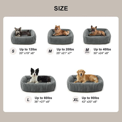 FURTIME Dog Beds Large Sized Dog, Washable Orthopedic Pet Bed with Removable Cover, Rectangle Soft Calming Sleeping Puppy Bed Durable Pet Cuddler with Anti-Slip Bottom, Grey, XL(42"x20"x8")