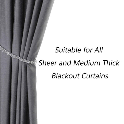Central Park 2 Pack Curtain Tiebacks Crystal Bead Magnetic 13 Inches Long Durable Tie Backs Drapery Holdbacks Holder for Window Curtain Panels, Drapes, Home Decor, Clear