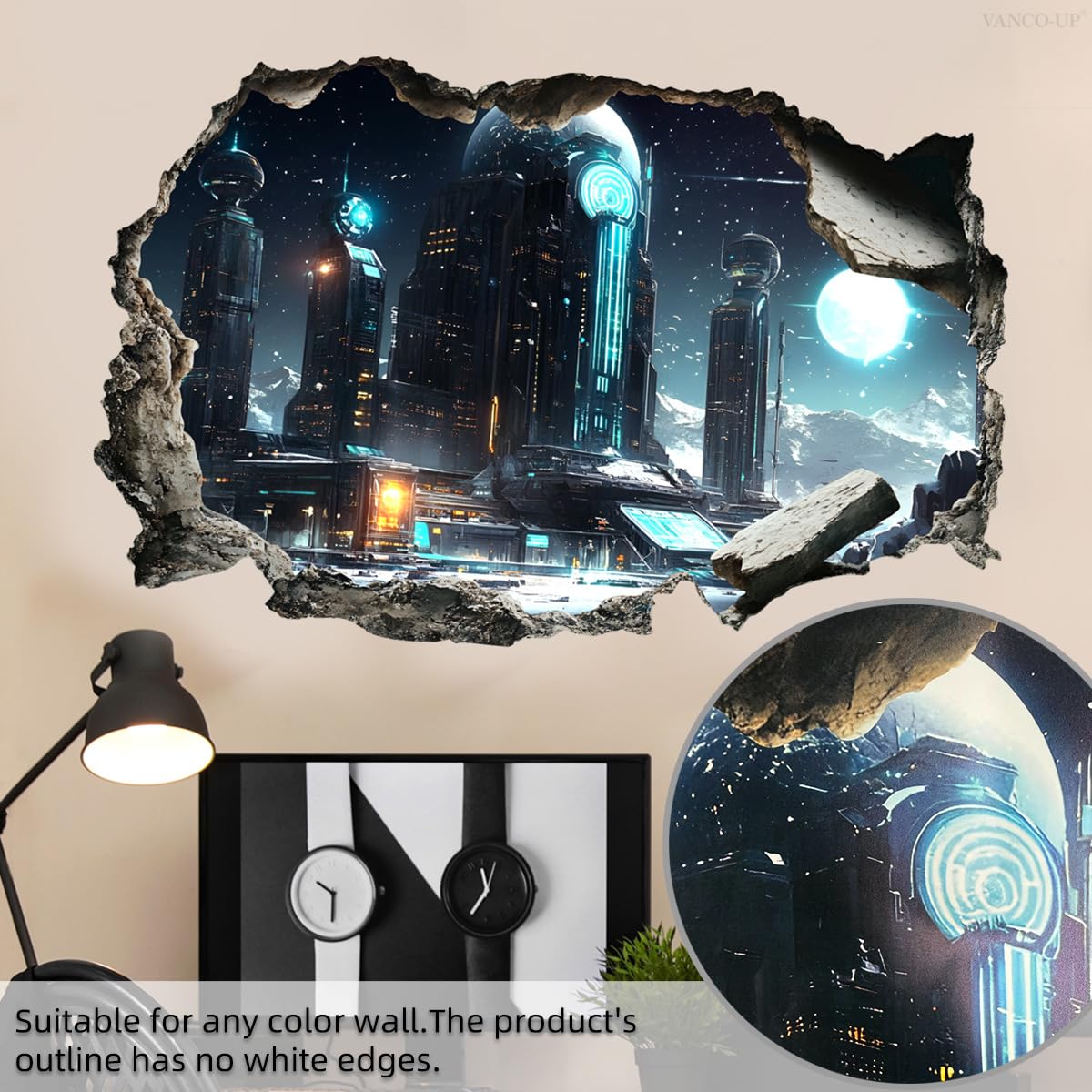Quanhaigou 3D Wall Decals Stickers Wall Murals Wallpaper Decor for Home Floor Living Room (Tech Universe)