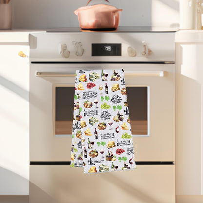 G2TUP Wine & Cheese Kitchen Towels Bartenders Bar Towels Wine & Cheese Lover Gifts Charcuterie Dish Towel (Worship The kt)