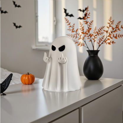UNDWXFS Halloween Middle Light Up Ghost Figurine,5.1" Large Cute Spooky Ghost Statue,Halloween Decorations Indoor,Resin Statue for Party, Home, Indoor & Porch Decor