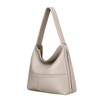 Morriloom Genuine Leather Hobo Bags for Women Crossbody Purses Work Tote Bag Designer Shoulder Handbags with 2 Straps, Gray