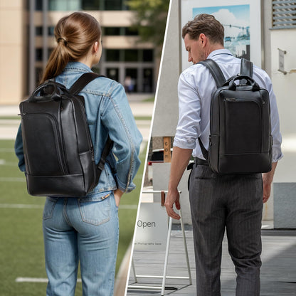 TIDING Genuine Leather 15.6 Inch Laptop Business Backpack for Men & Women, Professional Work Casual Daypack Waterproof Travel Outdoor Bag