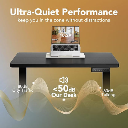 HUANUO 32" Small Electric Standing Desk Adjustable Height, 4 Memory Height Settings, Sit Stand Up Desk for Home Office & Computer Workstation, Black