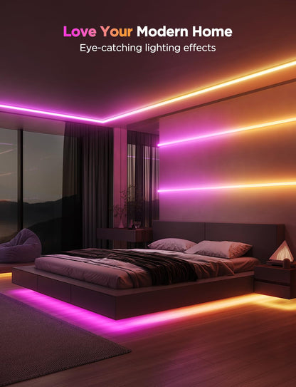 Govee RGBIC LED Strip Lights 9.8ft with Covers, Smart LED Lights Work with Alexa and Google Assistant, Diffuser Channel with LED Lights for Bedroom, Skirting Lines, Studio, Cabinet