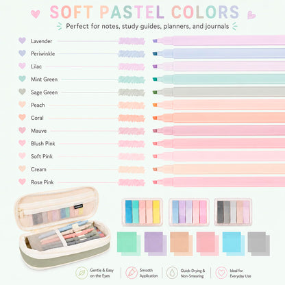 27 Pcs Aesthetic School Supplies Include 12 Pcs Aesthetic Highlighters Bible 1 Ppcs Big apacity Pen Case Bag 5 Pcs Retractable Quick Dry Gel Ink Pens 9 Pads Clear Sticky Tabs for School Office Home