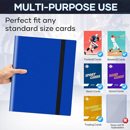 Trading Card Binder, Card Binder Album Folder Book Fit for MTG Baseball Football Sports Cards, Easy to Use Card Collection Binder (Navy Blue, 360 Pockets)