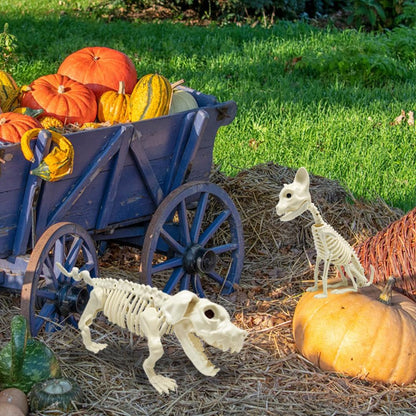UMEELR Halloween Animal Skeletons, Cats and Dogs Pose-N-Stay Plastic Skeletons for Yard Garden Lawn Patio Halloween Party Favors Decor