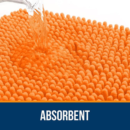 OLANLY Bathroom Rugs 35x24, Extra Soft Absorbent Chenille Bath Rugs, Rubber Backing Quick Dry, Machine Washable Bath Mats for Bathroom Floor, Tub and Shower, Home Decor Accessories, Orange