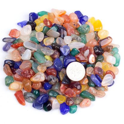 ZenQ 1 lb Agate(Dyed) Tumbled Stone Chips Crushed Natural Crystal Quartz Pieces