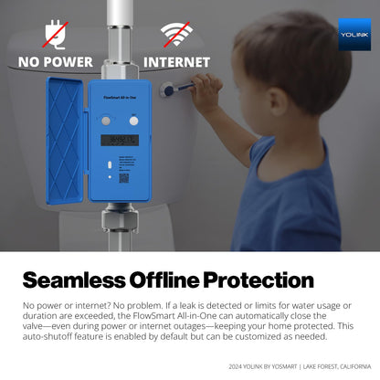 NSF Certified YoLink FlowSmart All-in-One Smart Water Meter & Auto Shutoff for 1.25" Pipes, LoRa Long-Range, Real-Time Leak Detection, 10-Year Battery, 80+ Device Ecosystem, Hub Included – YS5018