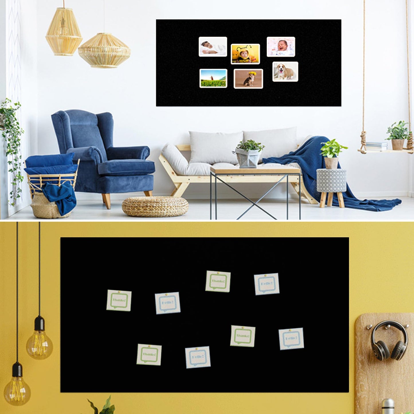 Cork Roll Black Linen Bulletin Board 48" x 12", 1/4" Thick Frameless Natural Corkboard Sheet for Walls Pictures Photo Vision Prayer, ZHIDIAN Roll of Cork for DIY Projects Home Office School