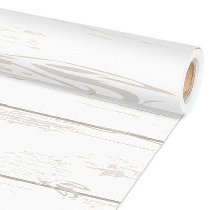 Qyeahkj Rustic Bulletin Board Paper Roll - White Wood Grain Background Paper, Fade Resistant - 17.7in x 20ft for Arts, Crafts & Classroom Supplies