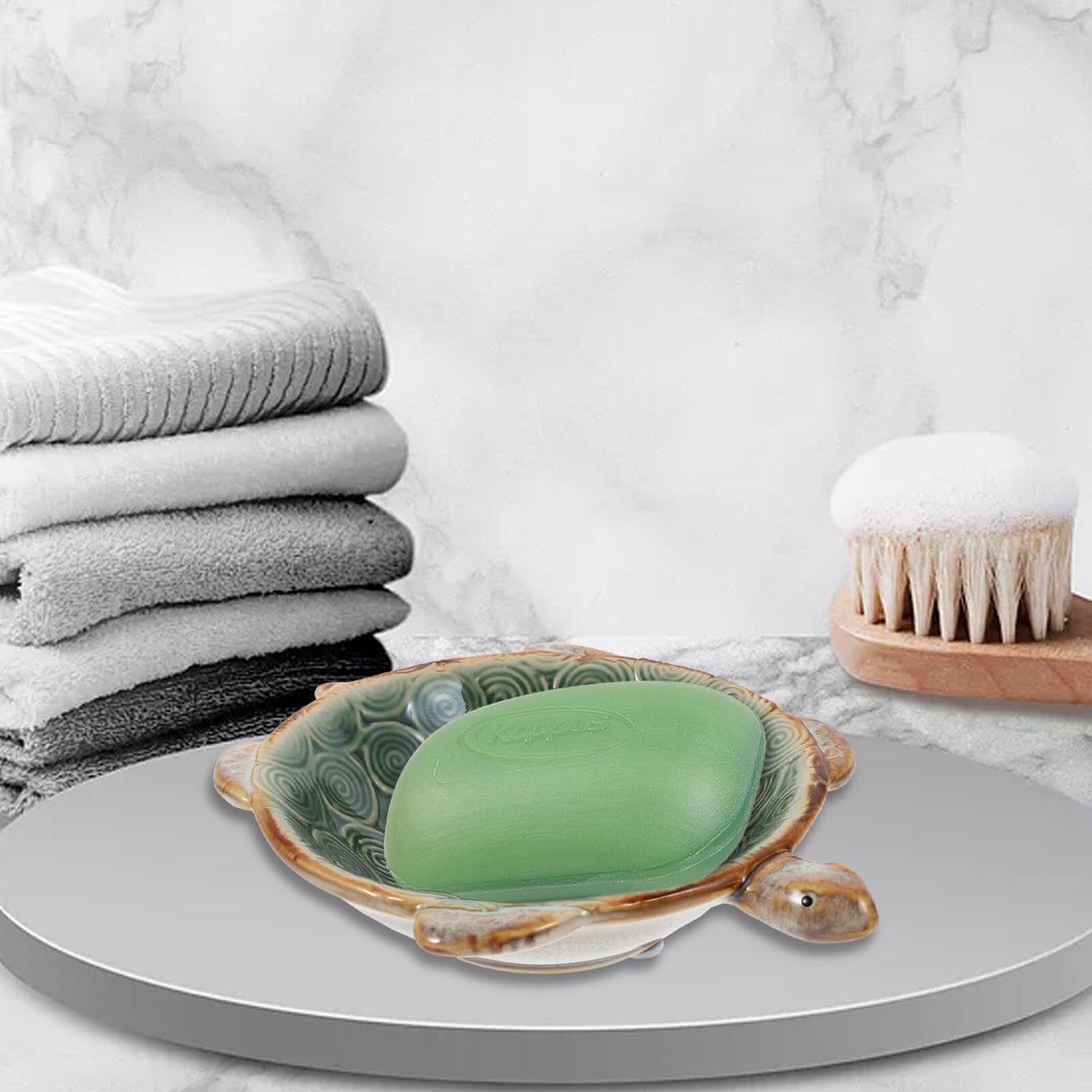 PACKOVE Ceramic Turtle Jewelry Plate Tray Organizer 6.69X5.11X1.57In for Rings Earrings Necklaces Bracelets Decorative Trinket Dish Desktop Storage