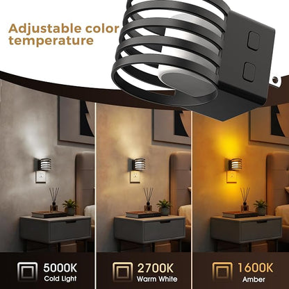 L LOHAS LED Night Light, 4 Pack 3CCT Night Lights Plug into Wall, Amber/3000K/5000K Adjustable Color Temperature Night-Lights, Dimmable Nightlight with Dusk to Dawn Sensor for Bedroom Hallway Bathroom