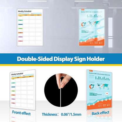 Magnetic Sign Holder 8.5 x 11 Wall Sign Holder 5Pack, Rigid Plastic Door Sign Holder Magnetic Frame with Magnetic Tapes and Adhesive Tapes, Adhesive Display Frame for Fridge Window Wall Display