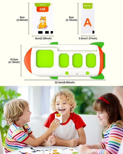 Talking Flash Cards for Toddlers Aged 3-8, Montessori Toys Autism Sensory Toys, Preschool Educational Learning Toys with Speak and Spell Games - 107 Words/6 Songs/26 Alphabets
