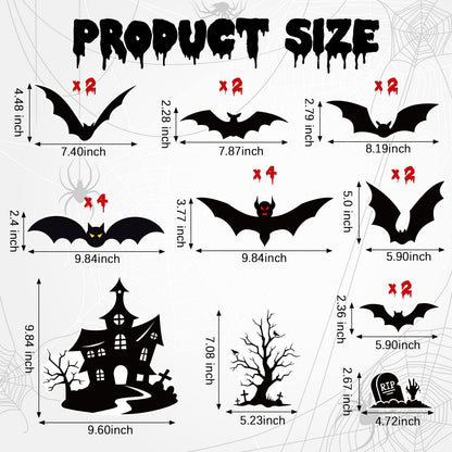 Fiada 21 Pcs Halloween Garage Door Decorations Magnets Bats Magnetic Holiday for Outdoor Party Car Haunted House Tree Grave Locker Sticker Decor