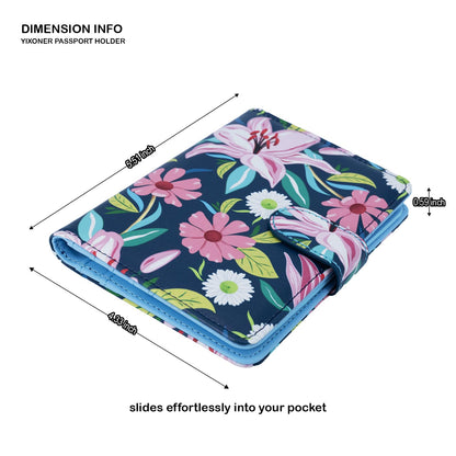 YIXONER Passport Holder For Travel, RFID Blocking Passport Wallet, Passport Cover Secure & Front Pocket Money Holder For Men & Women, Travel Wallet, Lily With Daisy, Advanced Version