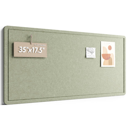 Fluxynara Bulletin Board, 35" x 17.5" Cork Board Alternative with 12 Safe Removable Adhesive Tabs, Foldable Felt Pin Board for Home Office, Classroom, Bedroom,Entryway for Walls—Sage