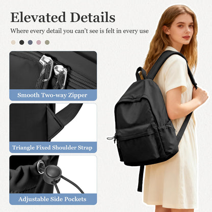 Lendolk Black Middle School Backpack For Men Women Simple Backpack For College Students Aesthetic High School Bag Waterproof Bookbag For Teens Girls Boys