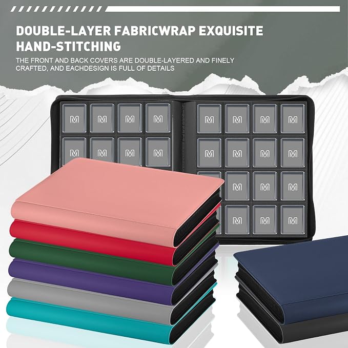 16 Pocket Toploader Binder,Holds 640 Top Loaders,Top Loader Binder for 3" x 4"Rigid Cards,Sleeves Card Collection Binder,20 Double Sided Pages,Compatible with Trading & Sports Holder (16Dark Grey)