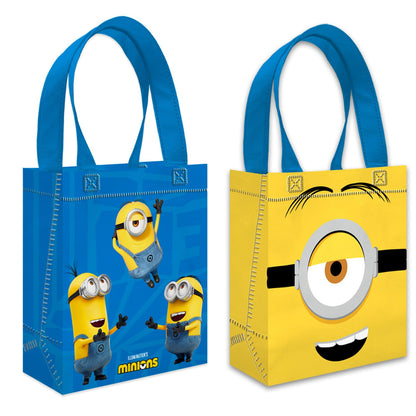Minions Party Favor Bags Set – 24 Pack 8" Despicable Me Goodie Bags for Kids Bulk Reusable Mini Totes | Despicable Me Minions Birthday Party Supplies