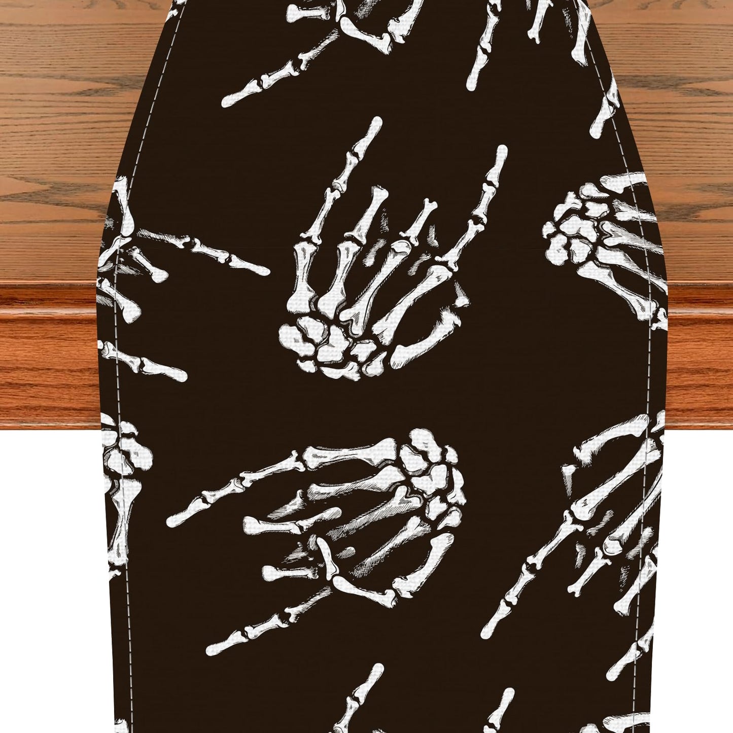DAORJWL Funny Table Runner for Thanksgiving Christmas Home Decoration, 13 x 72 Inches Cute Kitchen Dinning Home Decor Cool Rock Skull Hands