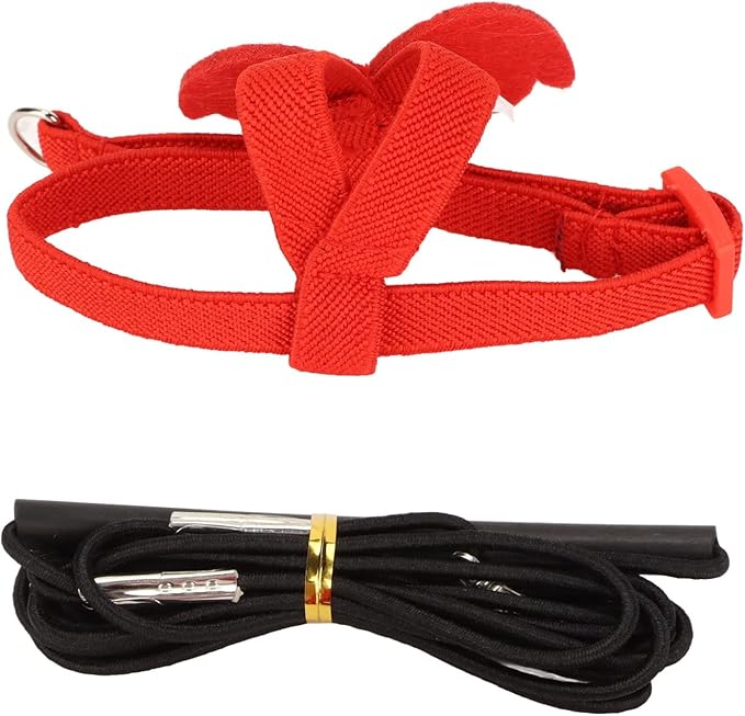 Pet Bird Harness Leash, Lightweight Bird Flying Harness Anti Bite Bird Harness Leash for Parrots Pigeons Lovebird Red