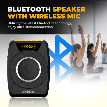 Voice Amplifier with Wireless Microphone Headset – Waterproof Portable Speaker Microphone with TWS Stereo, SOS, Recording – Rechargeable Bluetooth 5.0 PA System for Teachers, Coaches, Tour Guides