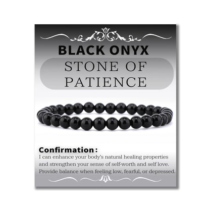 Bymitel 6mm Black Onyx - Handmade Reiki Gemstone Stretch Bracelet, Natural Beauty & Spiritual Essence, Crystal Healing for Unisex Adults