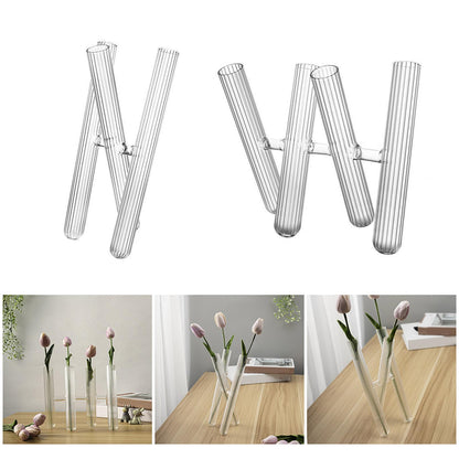Glass Flower Vases 3/4 Tube Plant Terrariums for Hydroponic Plant Container Home Wedding Decorations Striped Glass Vases