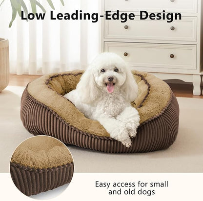 Dog Beds for Small Medium Large Dogs & Cats. Washable Pet Bed, Orthopedic Dog Sofa Bed, Soft Calming Sleeping Warming Puppy Bed (Brown, Large-(30’’x 24’’x 9’’))