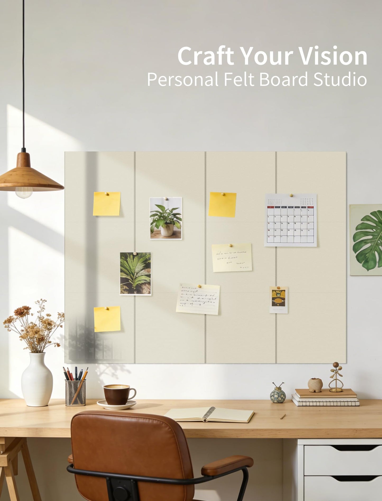 Large Bulletin Board 48"x 24" Cork Boards for Walls, 8 Pack Felt Wall Panels Photo Board, Cork Board for Office Home Pin Board