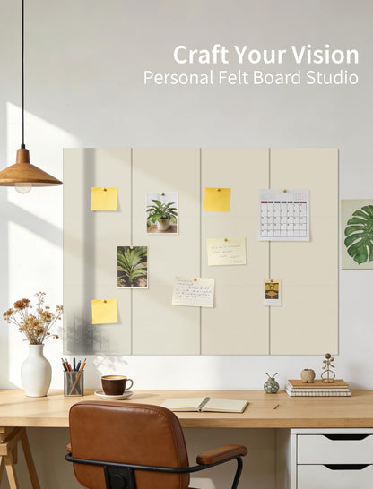 Large Bulletin Board 48"x 24" Cork Boards for Walls, 8 Pack Felt Wall Panels Photo Board, Cork Board for Office Home Pin Board
