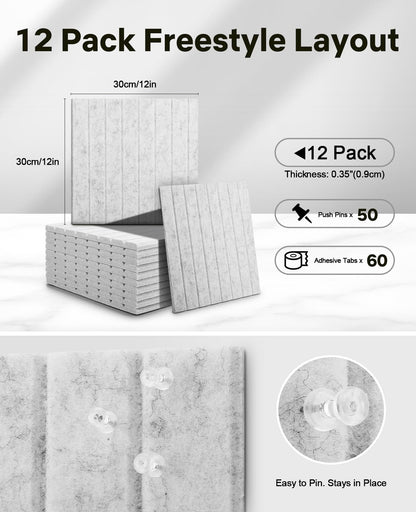 48" x 36" Large Cork Bulletin Board Tiles, Peel and Stick Felt Wall Panels for Vision, Message Center, Picture and Prayer Board for Office, Dorm, Room and Desk Decor(Gray)